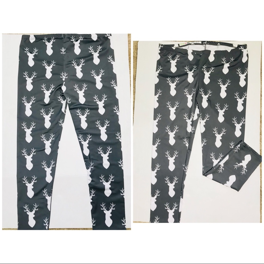 Lolly Wolly Gray Reindeer leggings 3X